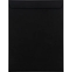LUX 10" x 13" 80lbs. Square Flap Open End Envelopes, Midnight Black, 50/Pack