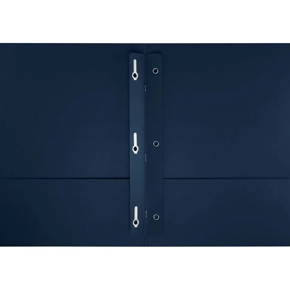 LUX 9 x 12 Presentation Folders, Standard Two Pocket w/ Brads, Dark Blue Linen, 250/Pack (SF101546TANG250)