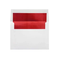 LUX A7 Foil Lined Invitation Envelopes (5 1/4 x 7 1/4) 250/Box, White w/Red LUX Lining (FLWH4880-01-250)