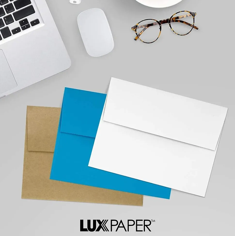LUX Moistenable Glue A2 Invitation Envelope, 5 3/4" x 4 3/8", Bright White, 1000/Box (72924-1000)