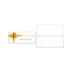 LUX Square Flap Currency Envelopes, 2.875" x 6.5", Gold Bow, 50/Pack (CUR-99-50)