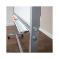 Luxor Dry-Erase Mobile Combination Ghost Grid/Whiteboard, Aluminum Frame, 36