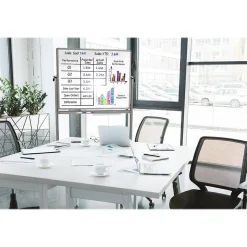 Luxor Dry-Erase Mobile Combination Ghost Grid/Whiteboard, Aluminum Frame, 36
