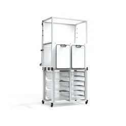 Luxor Dry-Erase Mobile Modular Teacher Whiteboard with Storage, Steel Frame, 36" x 32" (MBSRWSTN)