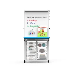 Luxor Dry-Erase Mobile Modular Teacher Whiteboard with Storage, Steel Frame, 36