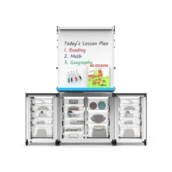 Luxor Dry-Erase Mobile Modular Teacher Whiteboard with Storage, Steel Frame, 36
