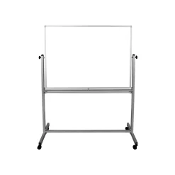 Luxor Steel Mobile Dry-Erase Whiteboard, Aluminum Frame, 4' x 3' (MB4836WW)