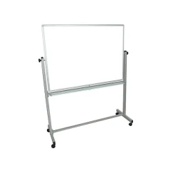 Luxor Steel Mobile Dry-Erase Whiteboard, Aluminum Frame, 4' x 3' (MB4836WW)