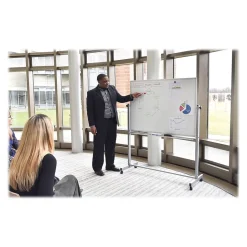 Luxor Steel Mobile Dry-Erase Whiteboard, Aluminum Frame, 4' x 3' (MB4836WW)