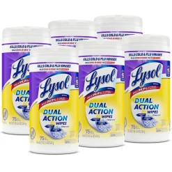 Lysol Dual Action Disinfecting Wipes, Citrus Scent, 75 Wipes/Canister, 6 Canisters/Carton (1920081700CT)