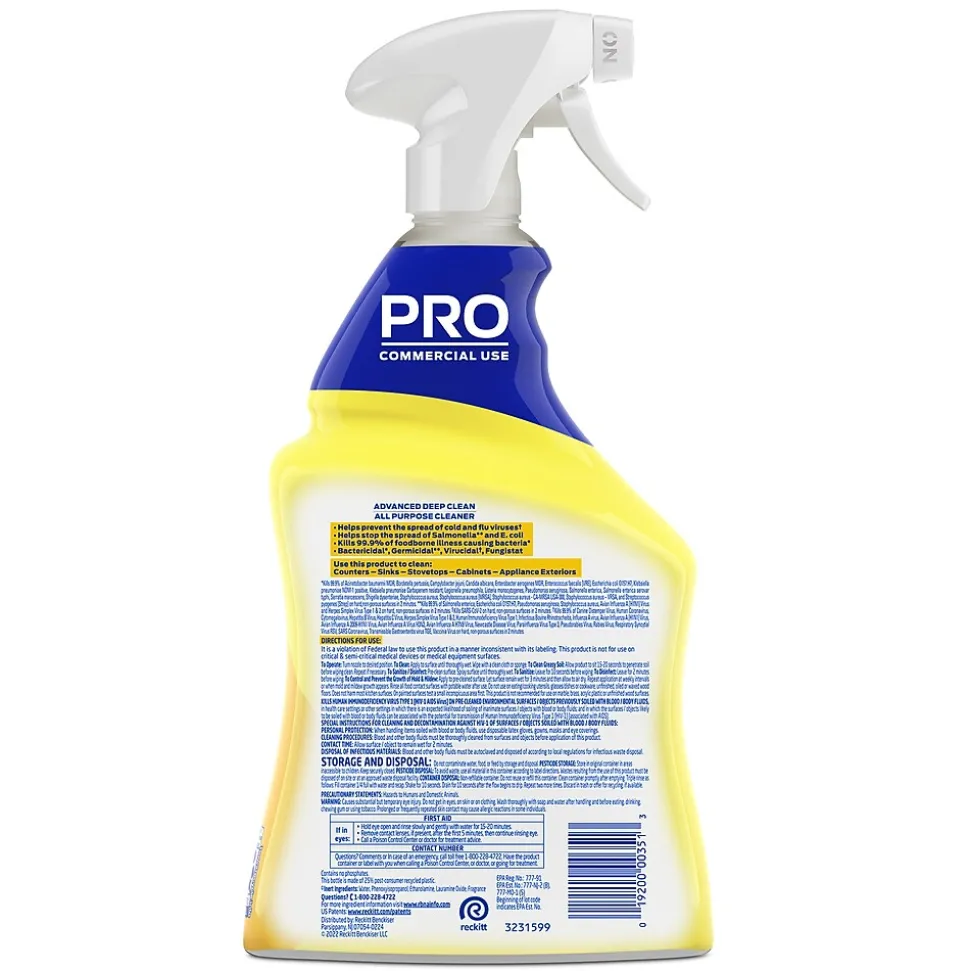 Lysol Professional Advanced Deep Clean All Purpose Cleaner, Lemon Breeze Scent, 32 oz. (1920000351)