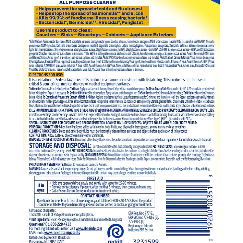 Lysol Professional Advanced Deep Clean All Purpose Cleaner, Lemon Breeze Scent, 32 oz. (1920000351)