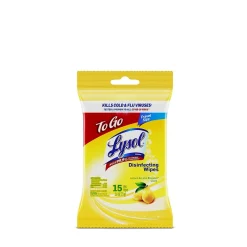 Lysol To Go Disinfecting Wipes To Go, Lemon & Lime Blossom Scent, 15 Wipes/Pack, 48 Packs/Carton (1920099717)