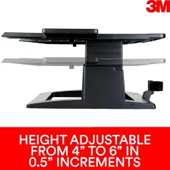 3M Adjustable Laptop Stand, Black, 2 in. of Height Adjustment, Compatible with Docking Stations (LX500)