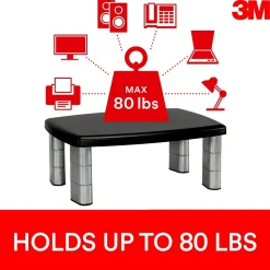 3M Adjustable Monitor Stand, Holds up to 80 lbs. Height Adjustable From 1 in. to 5 7/8 in. (MS80B)