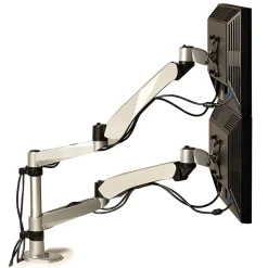 3M™ Dual Monitor Arm, Grab Monitor to Adjust Height, Tilt, Swivel, Rotate, Holds Monitors Up to 20 lbs. and ≤27" (MA265S)
