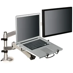 3M™ Dual Monitor Arm, Grab Monitor to Adjust Height, Tilt, Swivel, Rotate, Holds Monitors Up to 20 lbs. and ≤27" (MA265S)