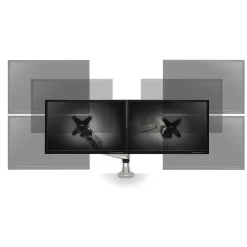 3M™ Dual Monitor Arm, Grab Monitor to Adjust Height, Tilt, Swivel, Rotate, Holds Monitors Up to 20 lbs. and ≤27