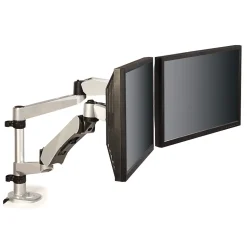 3M™ Dual Monitor Arm, Grab Monitor to Adjust Height, Tilt, Swivel, Rotate, Holds Monitors Up to 20 lbs. and ≤27