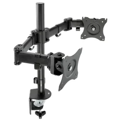 3M Dual Monitor Mount, Swivel, Tilt, Rotate, Two Monitors Up to 28.5" & 20 Lbs. Each, Clamp or Grommet, No Tools, Black (MM200B)