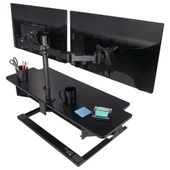 3M Dual Monitor Mount, Swivel, Tilt, Rotate, Two Monitors Up to 28.5" & 20 Lbs. Each, Clamp or Grommet, No Tools, Black (MM200B)
