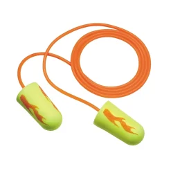 3M E-A-Rsoft Yellow Neon Blasts Earplugs, Corded, Poly Bag, Regular Size, 200 Pairs/Pack(311-1252)