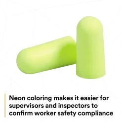 3M E-A-Rsoft Yellow Neons Earplugs 312-1250, Uncorded, Poly Bag, 200 Pairs/Case (312-1250)