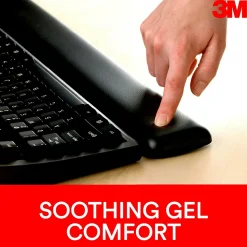 3M Gel Wrist Rest for Keyboards, Non-Skid Base, Black (WR310LE)