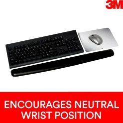 3M™ Gel Wrist Rest for Keyboard and Mouse, Black, Easy Clean Cover, Anti-microbial Product Protection (WR340LE)