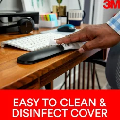 3M Gel Wrist Rest for Mouse, Black, Easy to Clean Cover, Anti-microbial Product Protection (WR305LE)