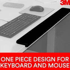 3M™ Gel Wrist Rest for Standing Desks, Non-Slip Back, Black (WR200B)
