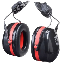 3M™ Optime 105 Earmuffs, eltor Dual Cup Helmet Attachment Hearing Protector, Black/Red, 27dB