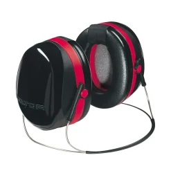 3M™ Optime 105 Earmuffs, Peltor Dual Cup Backband Hearing Protector, Black/Red, 29dB