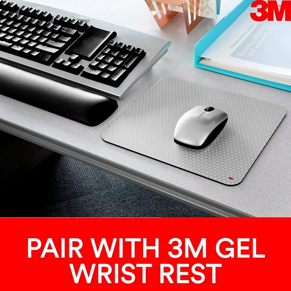 3M™ Precise™ Mouse Pad Enhances the Precision of Optical Mice, Non-Skid, Foam Back, 9" x 8", Bitmap, (MP114-BSD1)