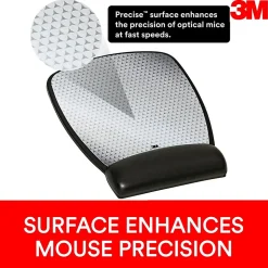 3M Precise Mouse Pad with Gel Wrist Rest, Optical Mouse Performance, Battery Saving Design, 6.8