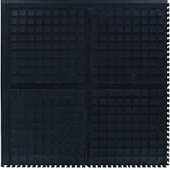 M+A Matting Hog Heaven III Comfort Anti-Fatigue Mat, 39.875" x 39.875", Black with Yellow Striped Border, Corner (447205100)