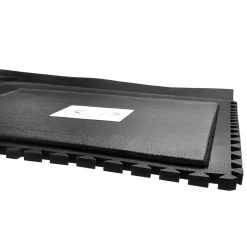 M+A Matting Hog Heaven III Comfort Anti-Fatigue Mat, 3' x 3.32', Black with Yellow Striped Border, Side (447204100)