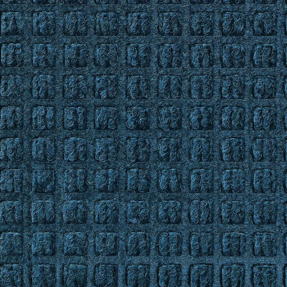 M+A Matting WaterHog Squares Classic Mat, Universal Cleated, 4' x 20', Navy (20061420070)