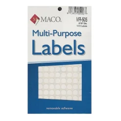 Maco Multi-Purpose Handwrite Labels, Round, 5/16" Dia., Pack Of 1000, 6/Pack (6PK-MR-505)