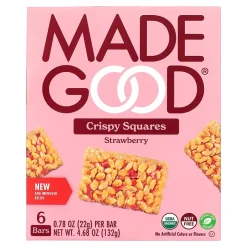 Madegood Strawberry Crispy Squares, 0.78 oz, 6/Box, 6 Boxes/Pack (307-00428)