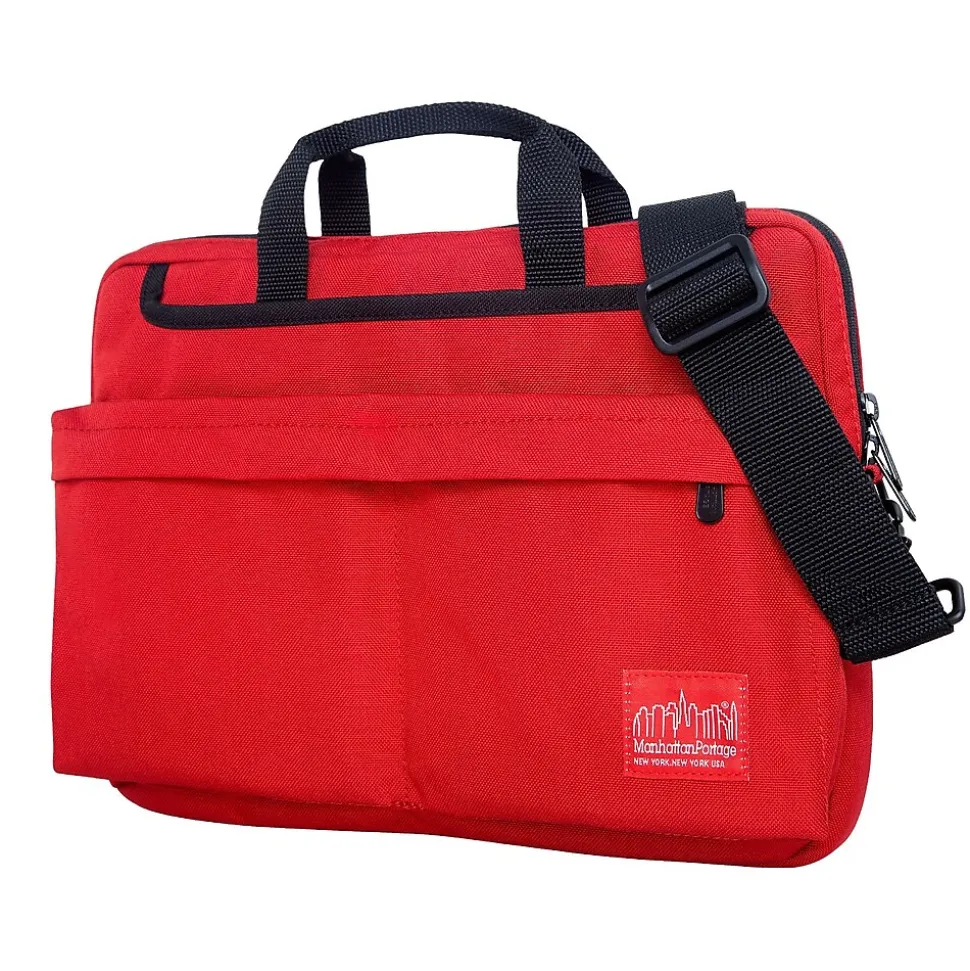 Manhattan Portage Convertible 13" Fabric Water Resistant Laptop Bag, Red (1731 RED)