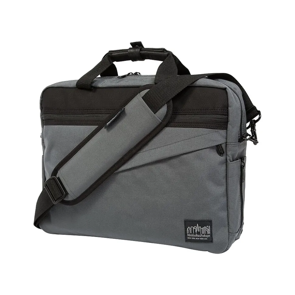 Manhattan Portage Second Avenue Fabric Water-Resistant Briefcase, Gray (1741-BL GRY)