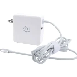 Manhattan Power Delivery Wall Charger with Built-in USB-C Cable, 60-Watts, White, (180245)
