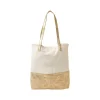 Martha Stewart Deluxe Beige/Gold Canvas/Faux Leather Tote, Large (MS106A)