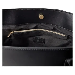 Martha Stewart Deluxe Black Faux Leather Tote, Medium (MS106D)