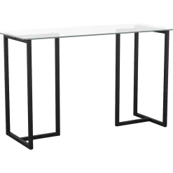 Martha Stewart Eli 47"W Glass/Steel Home Office Desk, Clear/Oil-Rubbed Bronze (XUDK1BK)