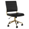 Martha Stewart Ivy Armless Faux Leather Swivel Office Chair, Black/Polished Brass (CH2209211BKGLD)