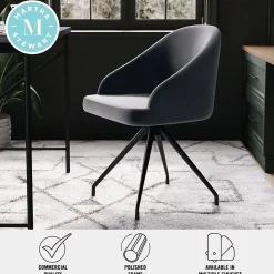 Martha Stewart Sora Fabric Swivel Stationary Office Chair, Gray/Oil Rubbed Bronze (CH222119GYBK)