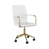 Martha Stewart Taytum Ergonomic Faux Leather Swivel Office Chair, White (CH142370WHGLD)