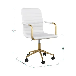 Martha Stewart Taytum Ergonomic Faux Leather Swivel Office Chair, White (CH142370WHGLD)